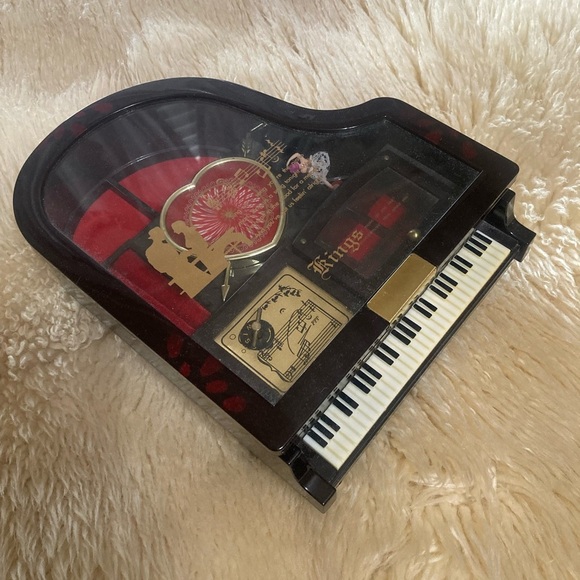 Elegant Burgundy and Gold Music Box Piano by Kings - Picture 1 of 12